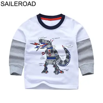 

SAILEROAD Children Kids Boys Girls Long Sleeve T Shirt For Cartoon Dinosaur Autumn Baby Kids Garments Clothes 2 To 7Year