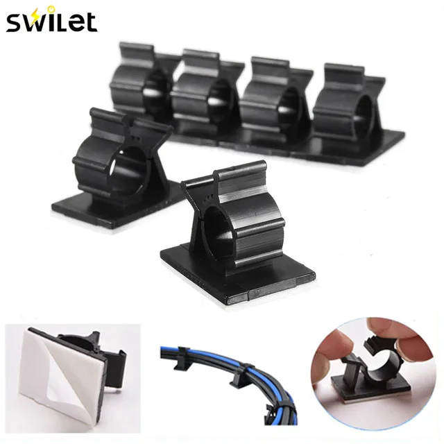 10Pcs/lot Cable Cord Adhesive Fasteners Clips Organizer Clamp Mounting