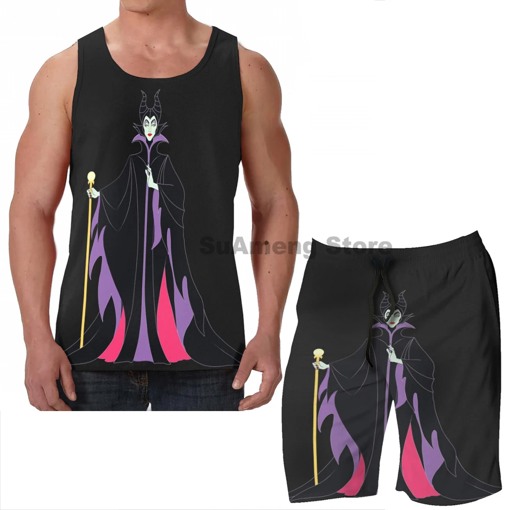 

Summer Casual funny print men Tank Tops Women Maleficent men Board beach shorts women sets fitness sleeveless vest
