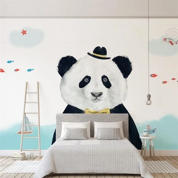 

wellyu Custom wallpaper papier peint mural 3d Nordic minimalist cartoon panda child room background wall papel mural