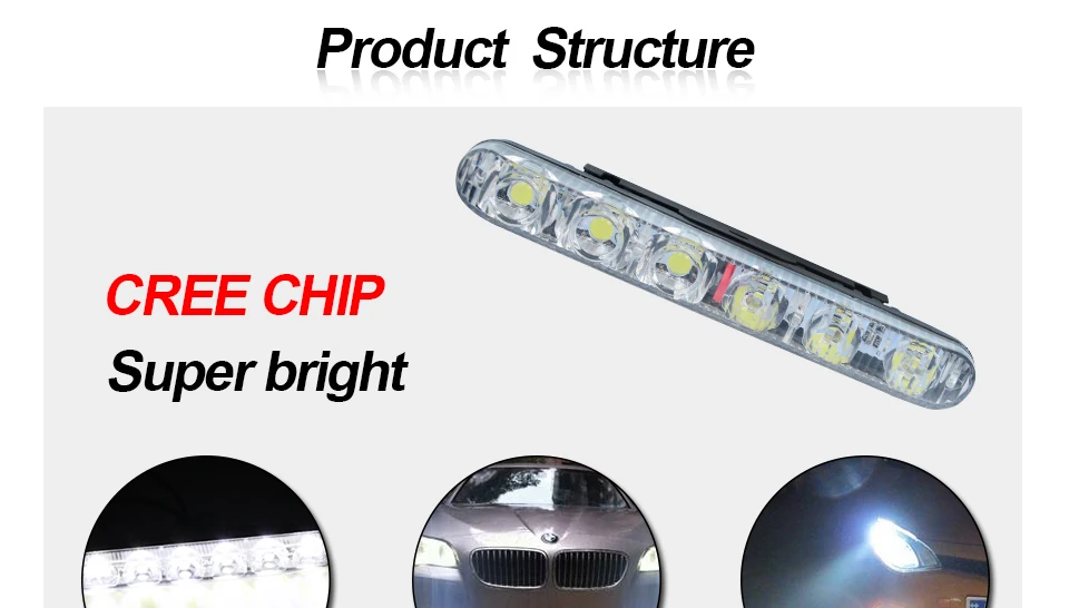 Car Headlight High Power HighLow Beam Aluminum Warning Driving Fog Lamp Auto Head LED Daytime Running Lights With Len Xenon DRL (5)