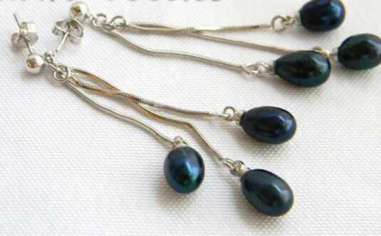 

hot sell new - free shipping 11911 Black Teardrop Freshwater Pearl Dangle Earring
