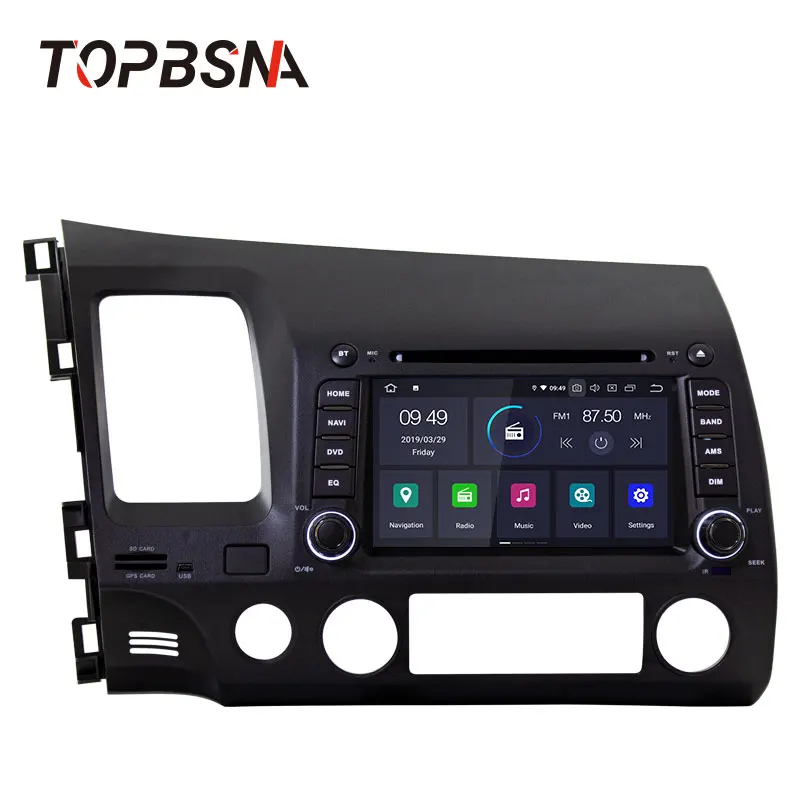 TOPBSNA Android 10 Автомобильный DVD плеер для Honda Civic 2005 2006 2007 2008 2009 2010 2011 GPS навигация 2 din