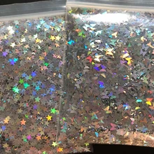 Mélange de paillettes holographiques or argent 10 g/sac de 3mm, en forme de Micro étoile/papillon, mélange de paillettes acryliques, Laser pour décorations de Nail Art, LS2356 