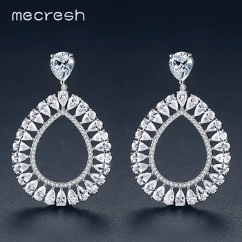 

Mecresh 3 Colors Teardrop Cubic Zirconia Women Statement Dangle Earrings 2018 Wedding Engagement Party Bridal Jewelry MEH1050