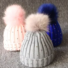 Puseky diamond детские трикотажные теплые Зимняя шерстяная одежда шапка девочка мальчик дети помпоном из искусственного меха Детские шапочки короны Повседневная skullies