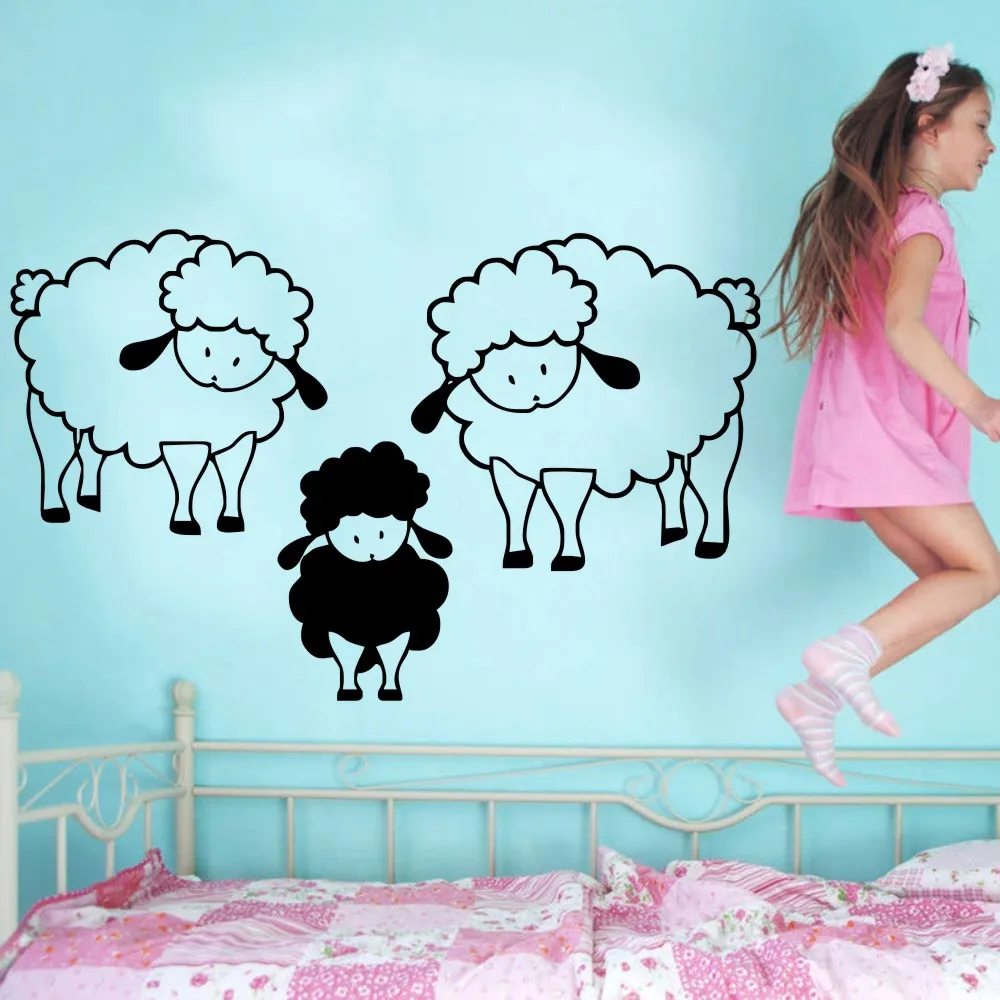 Removable Sheep Family Love Wall Sticker Diy Cute Sheeps Kids Bedroom
