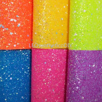 

90X134CM Synthetic Letaher, Cuero Sintetico Neon Chunky Glitter Leather For Making Bows Accessories LEOsyntheticoDIY T113AY