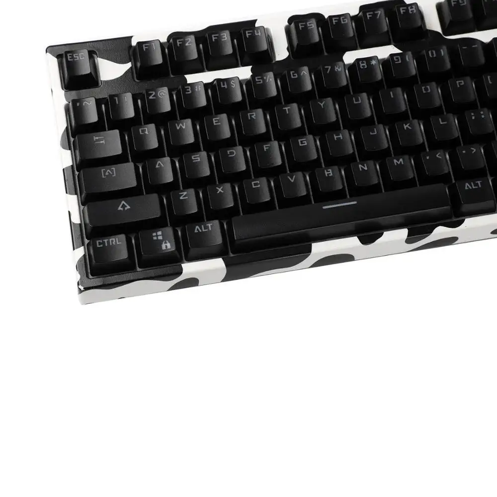 ABS Топ-Печатный Черный Белый Двойной снимок 104 блеск через полупрозрачные с подсветкой колпачки OEM профиль для MX механическая клавиатура - Цвет: Черный