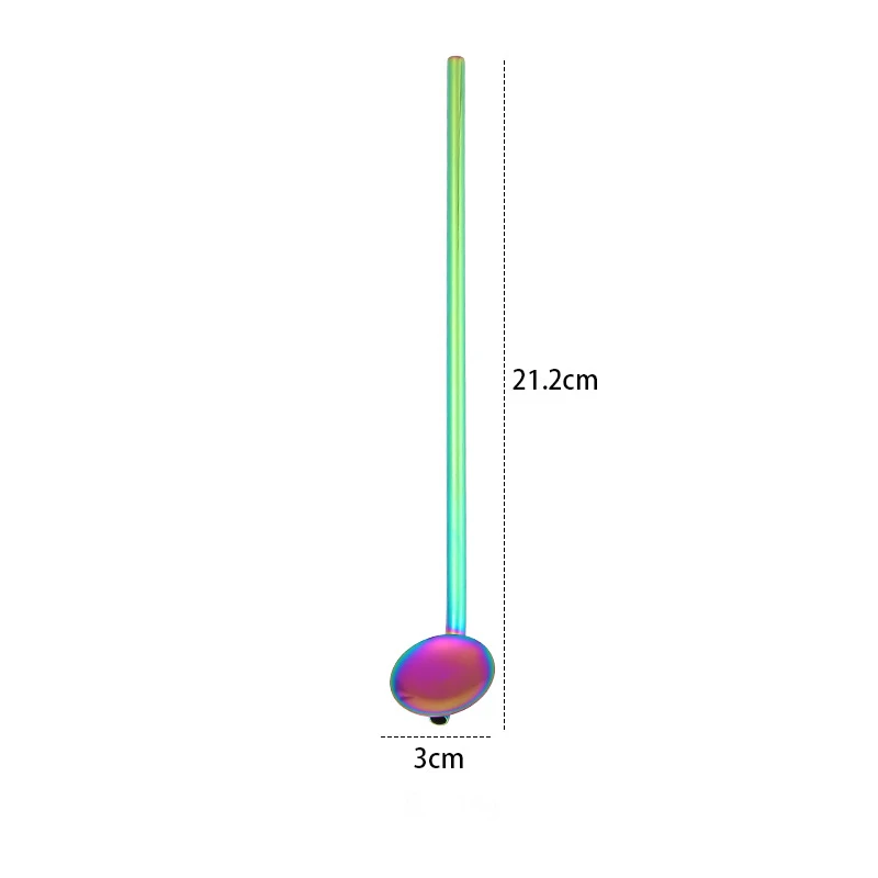 FHEAL 2 в 1 длинной ручкой нержавеющая сталь кофе ложка Мороженое десерт чай ложка металлическая соломинка для кружки кухня интимные аксессуары - Цвет: Яркий