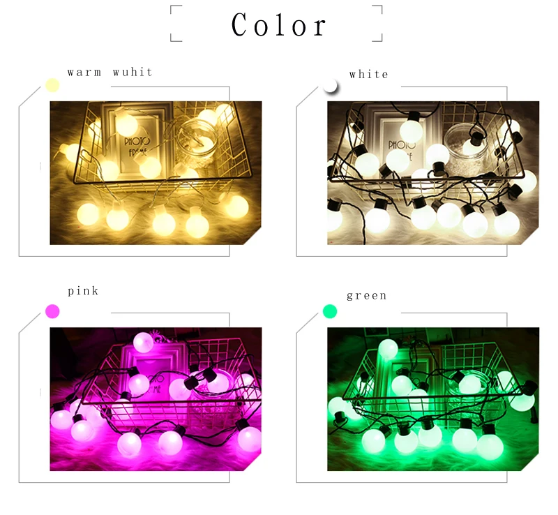 Iluminação ao ar Bola de Luz Luzes de Natal de Casamento Jardim da Lâmpada Livre Leds 4 cm Tamanho Grande Led String Fada Ano Novo Guirlanda 5 m 20 6 Fios de LED