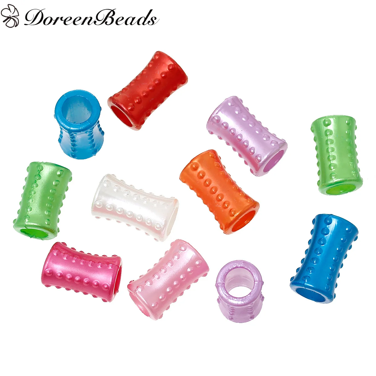 DoreenBeads Acrylic Spacer Beads Cylinder At Random About 18mm( 6/8&quot) x 11mm( 3/8&quot) Hole: Approx 6.7mm 100 PCs 2016 new | Украшения