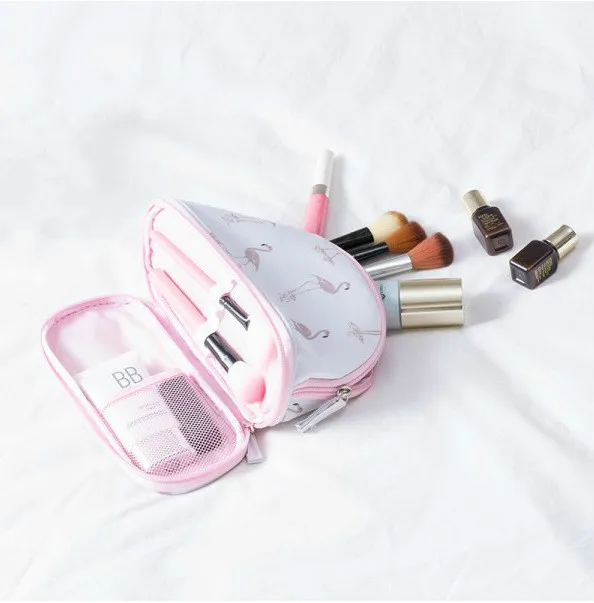 

Double layer Women Cosmetic Bag small portable shell shape travel storage bag Waterproof Female Storage Make up Bag Handbag