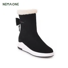 NEMAONE/Новинка года; женские зимние ботинки на танкетке; без застежки; женские ботинки до середины икры на платформе с мехом внутри; пикантная обувь