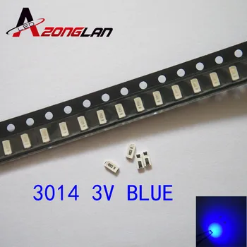 

100PCS 3014 Blue SMD Led High brightness emitting 3014 LED emitting diodes 20MA Forward Voltage:3.0-3 .3V 0.1W 220~250mcd Patch