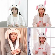 Новая мода движется шапка с заячьими ушками Плюшевые Милые подушка безопасности для Кепки белого цвета