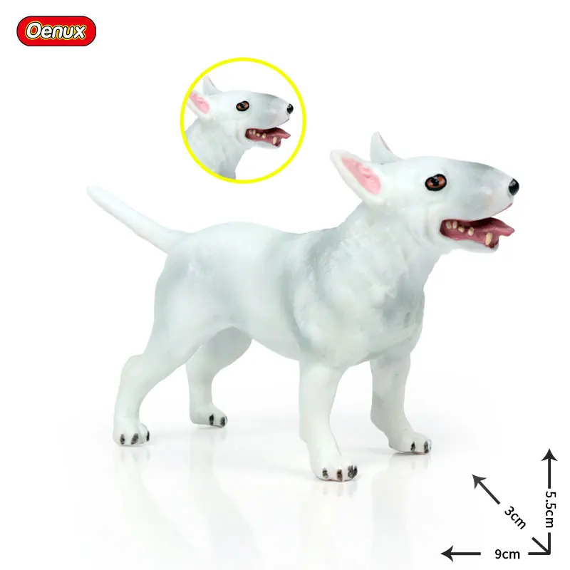 Oenux, милая фигурка собаки, животных, боксер, бульдог, далматинские фигурки, милые миниатюрные коллекционные игрушки для детей, подарок - Цвет: Pit Bull Terrier