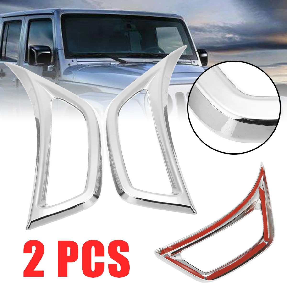 

2pcs ABS Plastic Car Leaf Plate Air Inlet Trim Cover Moulding Trim Strip For Jeep for Wrangler JL 2018
