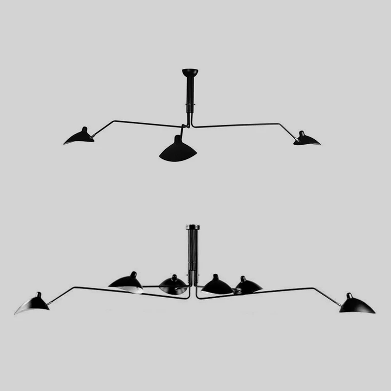 Современная длинная Поворотная люстра регулируемые люстры-пауки Потолочная люстра в стиле лофт гостиная спальня черный светильник светильники