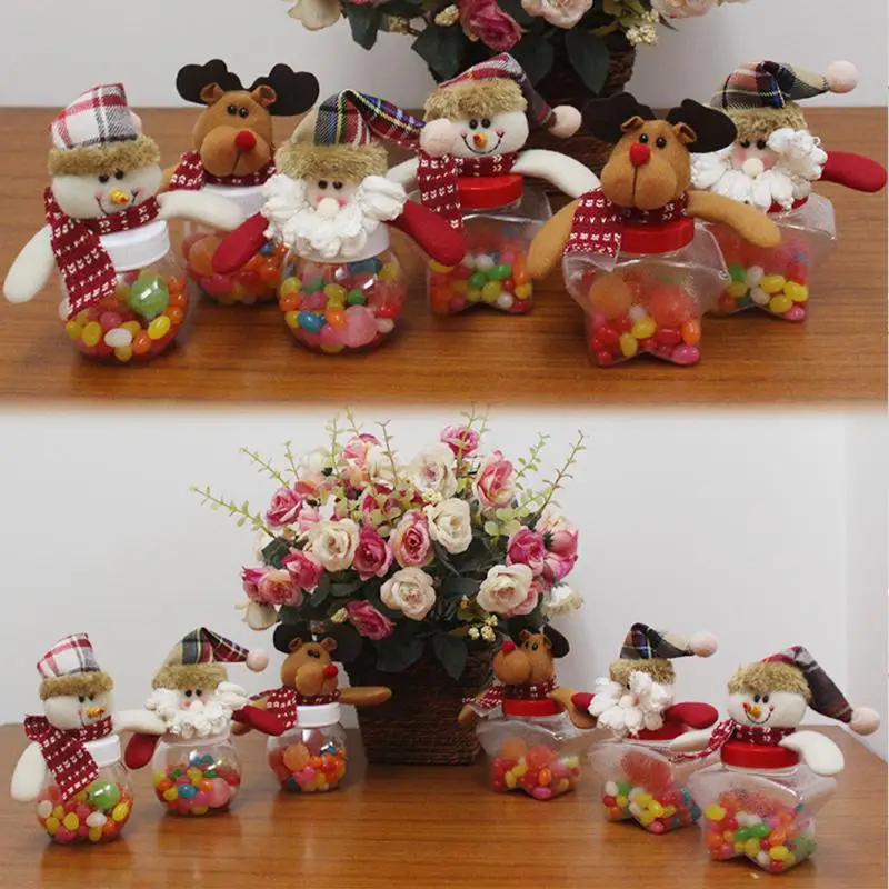 

Christmas Candy Jar Small Circular Five-pointed Star Cloth Doll Candy Box navidad New Year Xmas christmas decorations for home