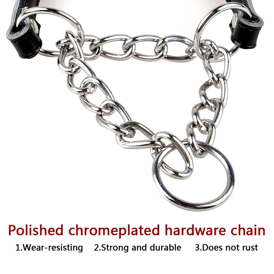 Pet Dog Collar Genuine Leather Soft Comfort Chain Adjustable Puppy