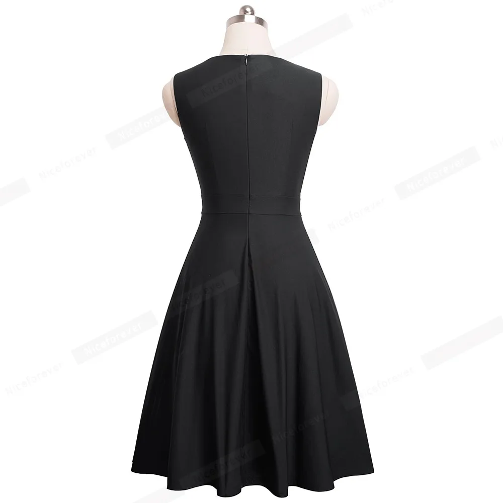لطيفة-للأبد خمر أنيقة التطريز فراشة جولة الرقبة vestidos خط نساء حزب pinup الأعمال مضيئة أرجوحة اللباس a089