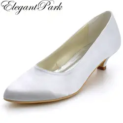 Женская обувь на низком каблуке, свадебные туфли цвета слоновой кости с острым носком, женские туфли-лодочки, классические удобные