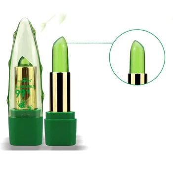 

1pcs Pure Natural 99% ALOE VERA Temperature Color Change Jelly Lipstick Lock Color Long Lasting Moistourizing Lip Makeup TSLM1