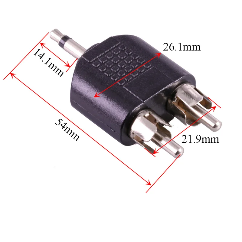 3.5mm Mono Male Plug to 2 RCA male Audio Adapter Cable Converter 