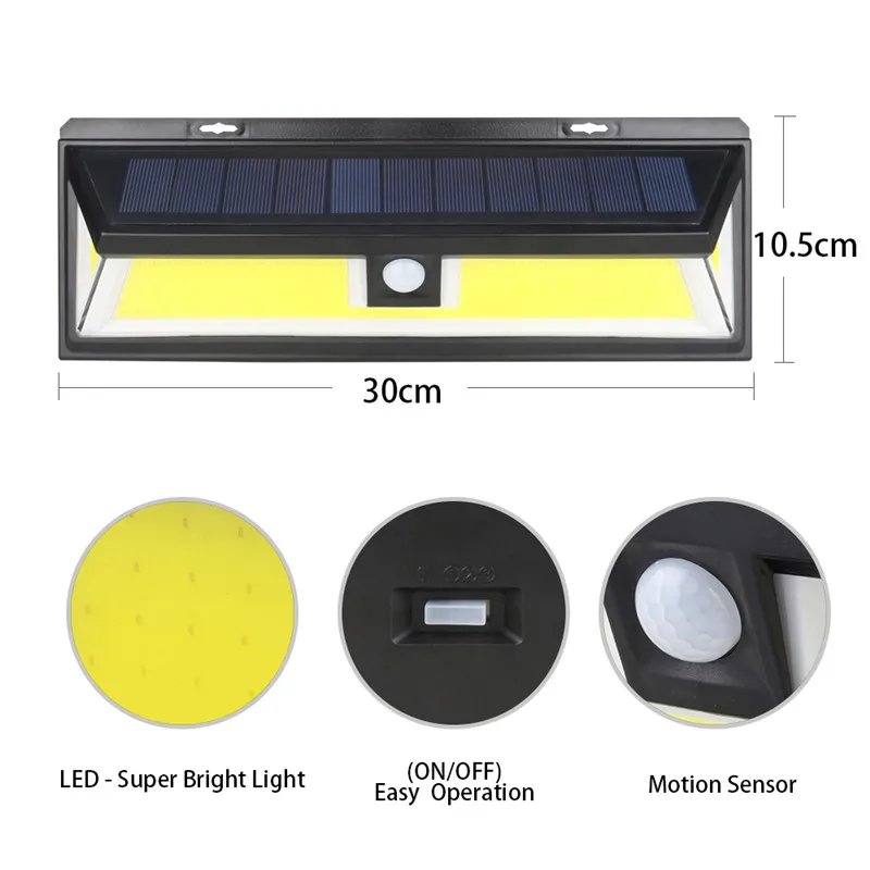 180 чип COB солнечный светильник водонепроницаемый Солнечный перезаряжаемый PIR датчик движения Ночной наружный настенный светильник для украшения сада