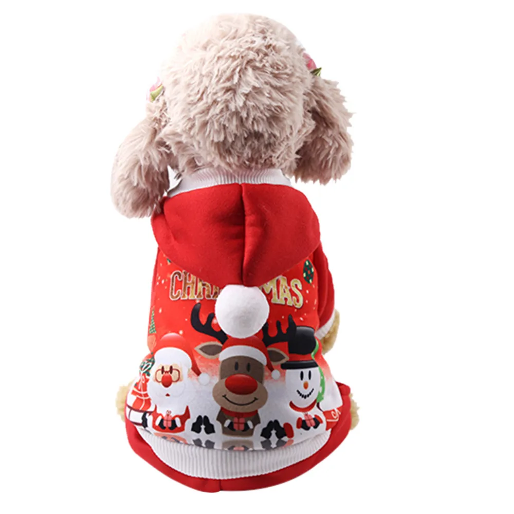 Рождественская Одежда для собак, для маленьких собак, для питомцев, щенков, с капюшоном, для собак, Санта Клауса, снеговика, куртка с принтом, пальто для собак, одежда для чихуахуа