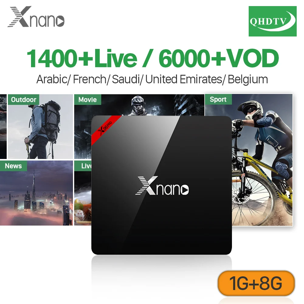 

IPTV Subscription 1 Year XNANO Android S905X Support BT 4K H.265 Decoder French Arabic Belgium Dutch IP TV Set Top Box Tunisia