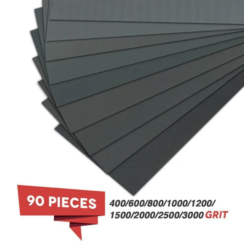 90Pcs 9*3.6 inch sandpaper 60 5000 sandpaper set water sandpaper set