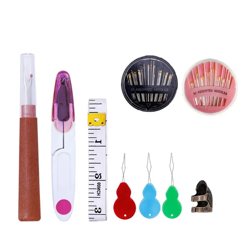 

Embroidery Stitching Hand Sewing Tools Set Finger Protector Hand Needles Seam Ripper Yarn Scissor Needle Threaders Ruler For DIY