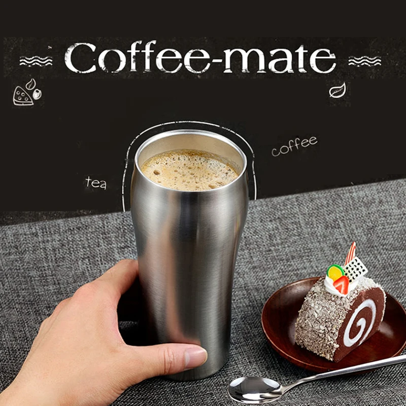 15OZ Double Wall Stainless Steel Mug Vacuum Insulated Coffee Tea Mug Large Beer Tumbler Kids Milk Water Fruit Juice Drinking Cups