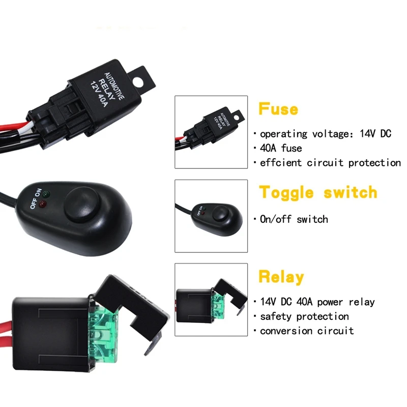 Светодиодный свет бар кабель авто внедорожных дальнего света тумана оплетка для проводов комплект с включения/выключения 40A Dc12V один с двумя