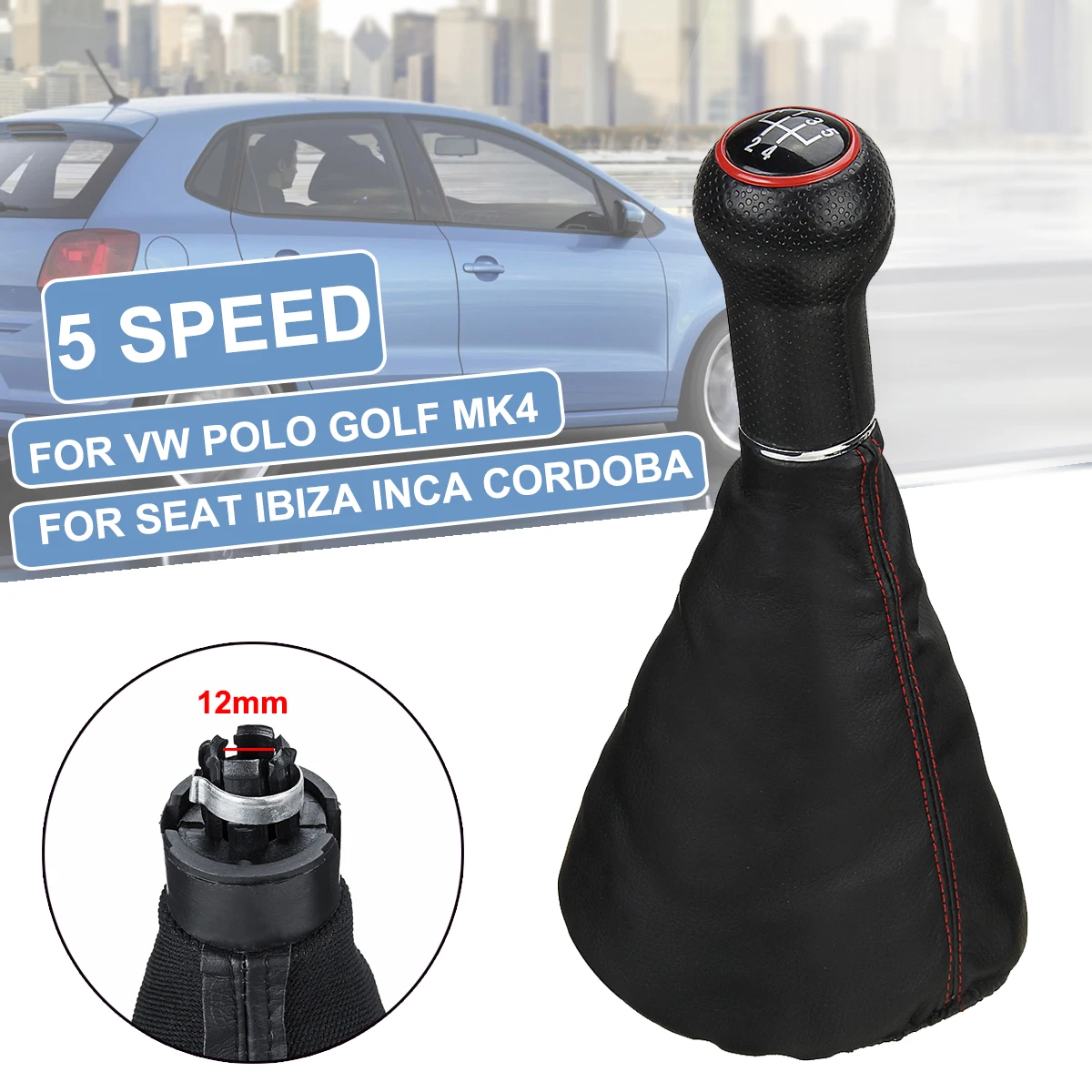 

5 Speed Manual Car Gear Shift Knob Gaiter Boot Lever Shifter Stick For VW for Polo Golf MK4 Seat IBIZA