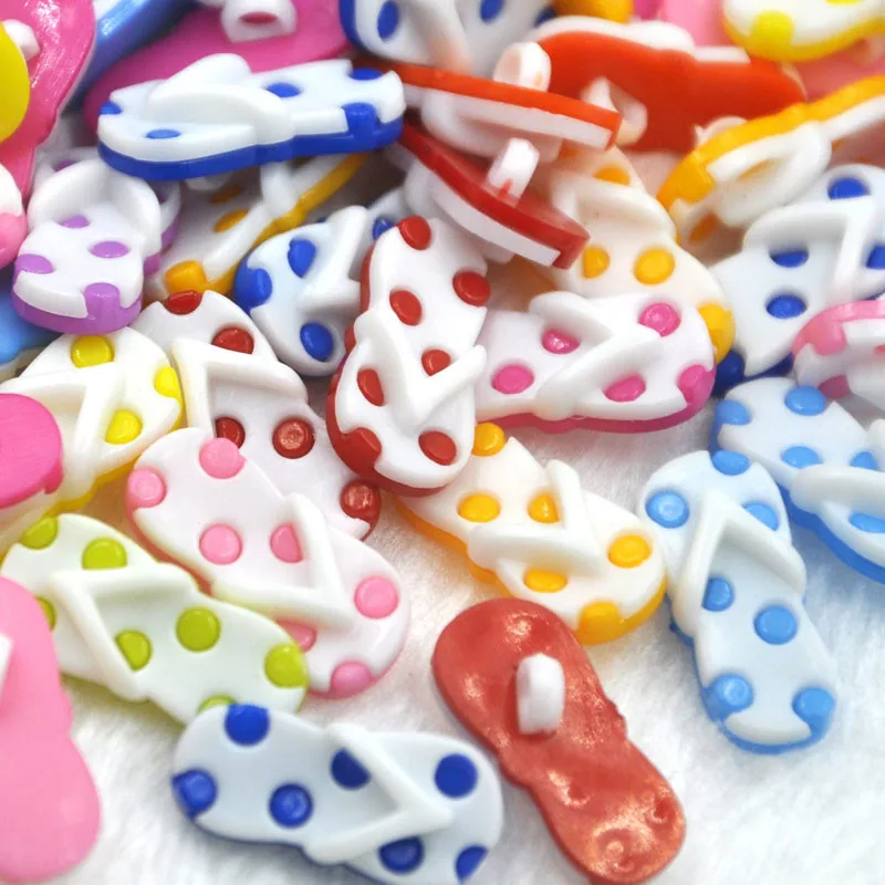 

10/50/100pcs Plastic Mix Slipper Buttons 22mm Sewing Craft Back Holes PT118