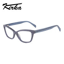 Кирка леди деревянный и ацетат для женщин Кошачий глаз оптические очки оправа синий цвет женские очки оправа для работы и чтения