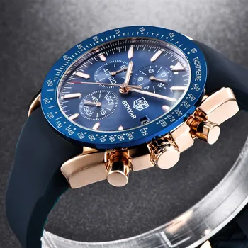 

2019 BENYAR Brand Men Sport Chronograph Silicone Strap Watches All pointers work Waterproof Fashion Quartz Watch Clock Men