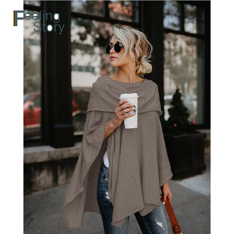 

Autumn Slash Neck Blouse Plus Size Long Blouses Shirt 2019 Off Shoulder Tops for Women Irregular Kimono Hem Cape Korean Clothes