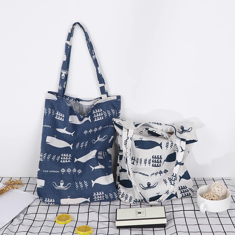 1PCS Print Whale Octopus Sea Life Shopping Bags Durable 1 Layer NO Lining Cotton Linen Shopping Tote Carrying Shoulder Bag 1PCS Print Whale Octopus Sea Life Shopping Bags Durable 1 Layer NO Lining Cotton Linen Shopping Tote Carrying Shoulder Bag