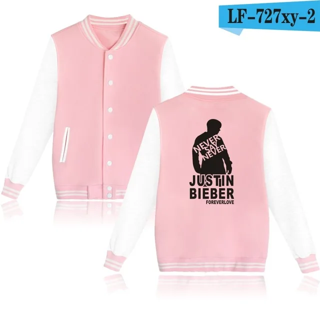 Джастин Бибер назначение Тур мода бейсбольная куртка для мужчин/женщин хип-хоп размера плюс куртки толстовки с капюшоном в стиле униформы Толстовка брендовая одежда - Цвет: pink and white