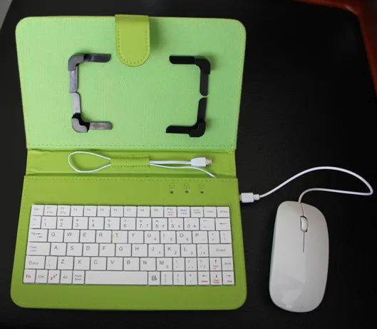 4 цвета кожаный защитный чехол с USB клавиатурой и мышкой для большинства систем Android мобильный телефон откидной Чехол с подставкой держатель для телефона - Цвет: green with mouse