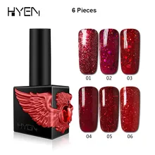 

HYEN Diamond Glitter Big Apple Red Collection UV Gel varnish Long Lasting Soak off Nail Gel Polish Gellak Semi Permanent Gel