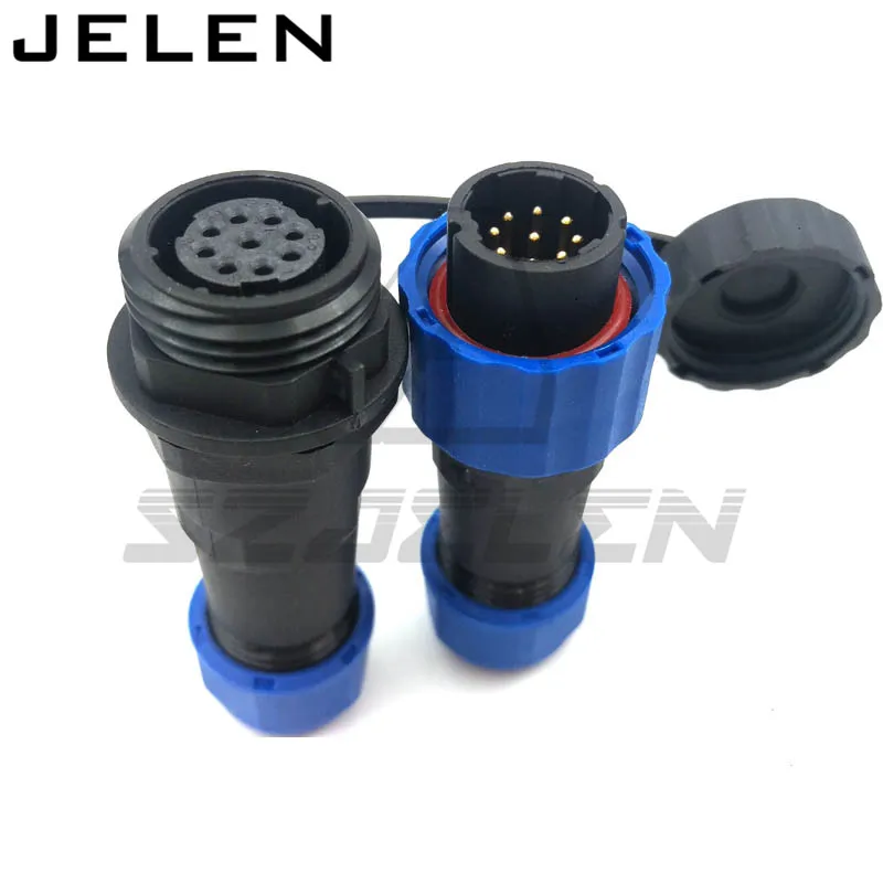 SD16 weatherproof male female 9 pin connectors, LED
