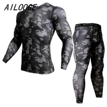 Обтягивающая мужская кофта Брюки 2 шт./компл. спортивный костюм камуфляжная футболка с длинными рукавами леггинсы для бега мужские Спортзалы, бодибилдинг спортивная одежда