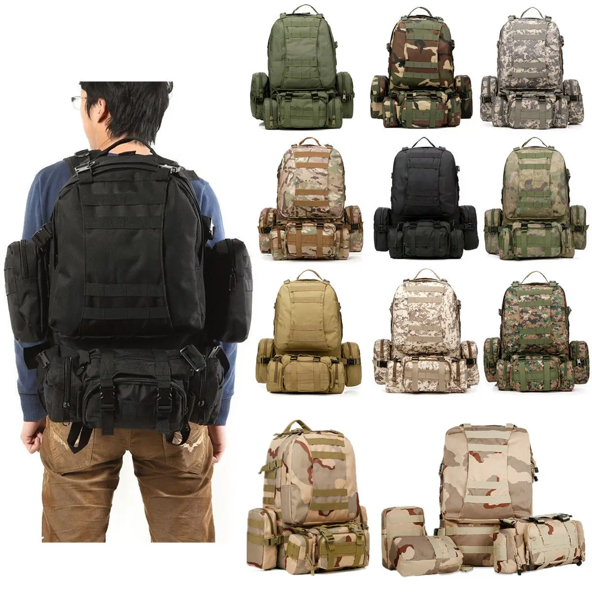 YOUGLE 50L портативный тактический военный рюкзак, рюкзак для кемпинга, походная сумка