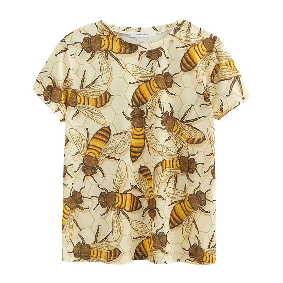 Yolanda Paz, новинка, мужские/женские 3d футболки, хорошее качество, модные, дышащие, удобные, с принтом пчелы, с коротким рукавом, с круглым вырезом, топы, футболки - Цвет: TX080