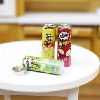 3pcs 1 12 Scale Dollhouse Miniature Potato Chips Bottles Model